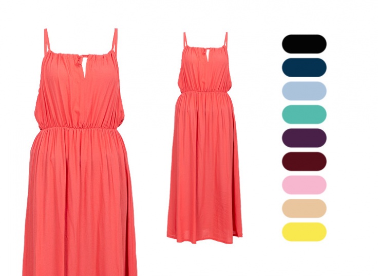 پیراهن ساحلی نخی بنددار