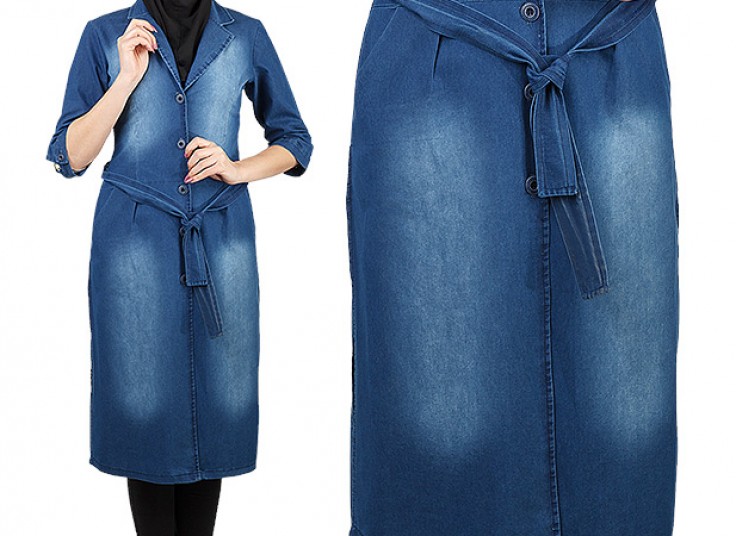 مانتو یقه انگلیسی طرح جین