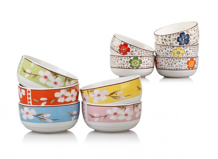 پکیج 5 عددی کاسه سرامیکی گلدار