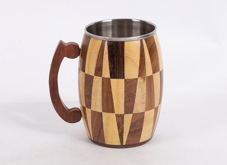 لیوان چوبی دسته دار