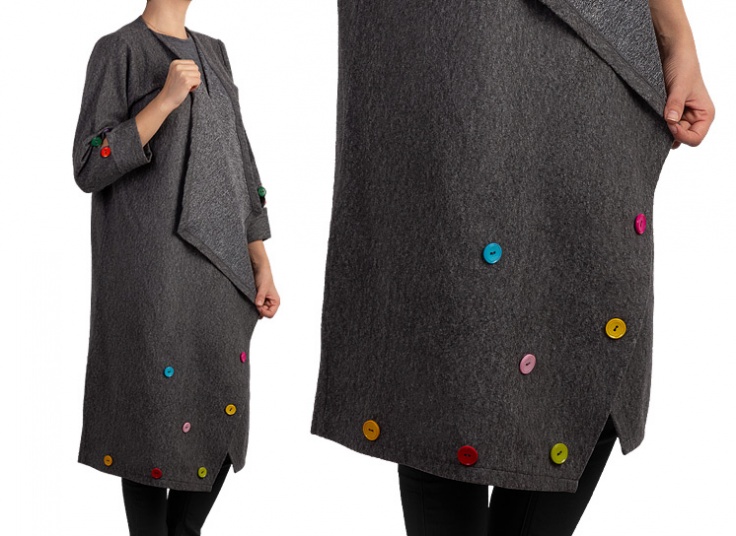 مانتو پشمی زمستانی knobbed