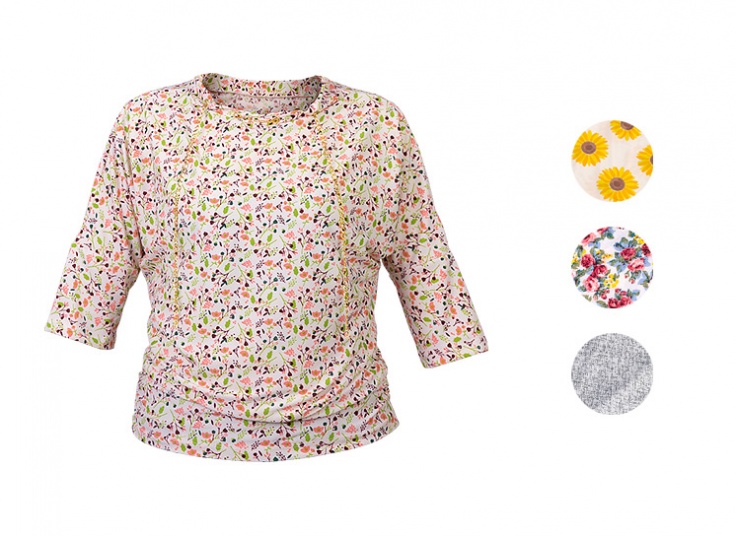 بلوز زنانه گلدار آستین سه ربع