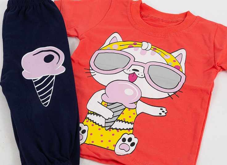 تیشرت شلوار دخترانه طرح گربه