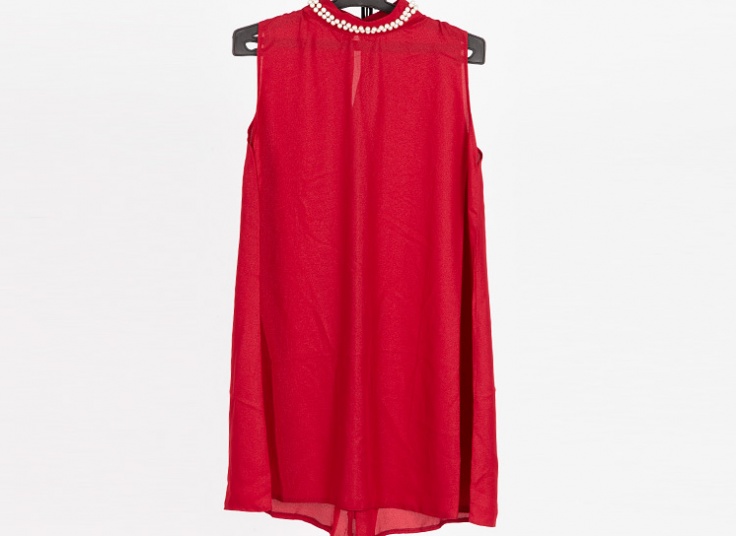 تاپ حریر کرپ یقه مرواریدی