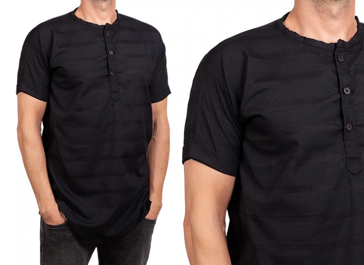 تیشرت سه دکمه مردانه Bershka