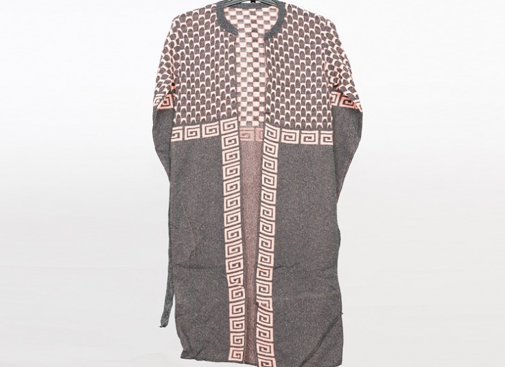 مانتو بافت جلو باز طرح دار