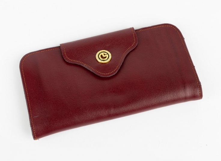 کیف پول چرمی دکمه نگینی