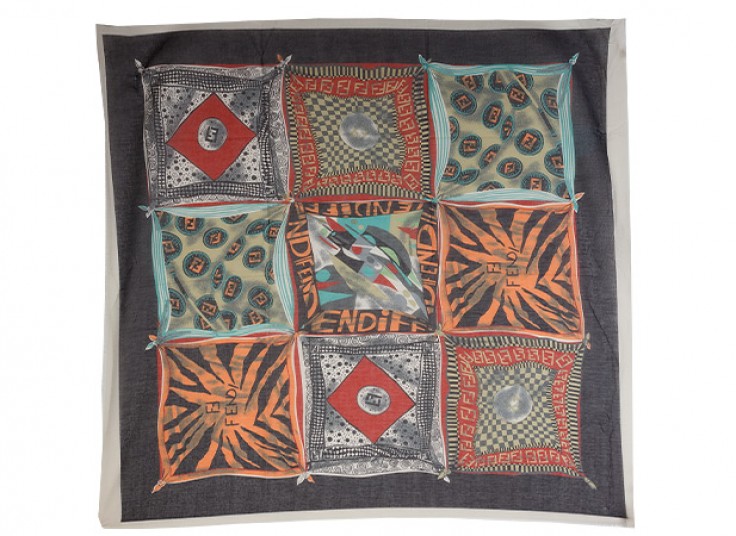 روسری ابریشم نخ طرح Fendi