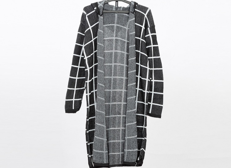 مانتو بافت کلاهدار چهارخانه