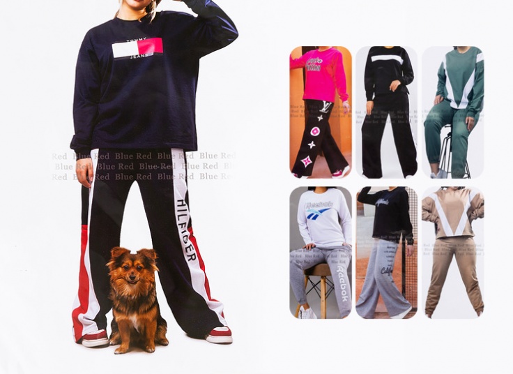 ست بلوز شلوار زنانه Blue Red