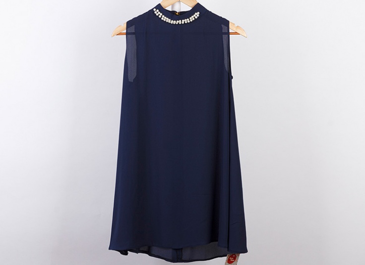 تاپ حریر کرپ یقه مرواریدی