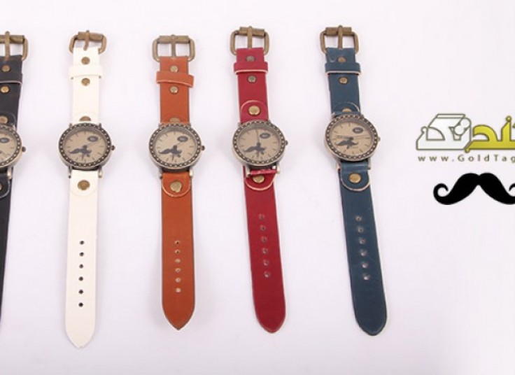 ساعت سبیل و بند بلند چرمی 