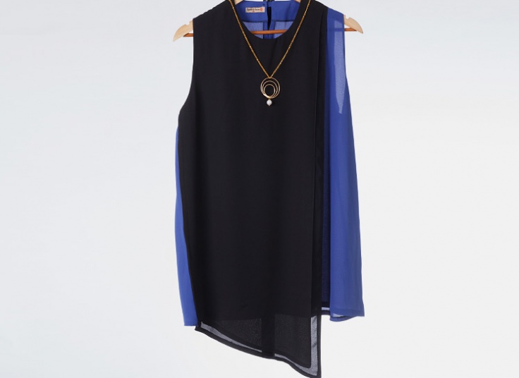 تاپ حریر کرپ زنانه Bicolor