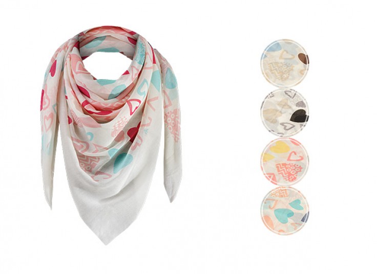 روسری نخی قواره دار طرح قلب