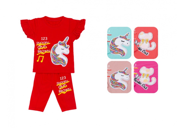 ست بلوز شلوارک دخترانه تکه‌دوزی