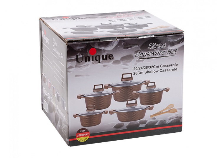 سرویس قابلمه 12 پارچه Unique طرح الماس