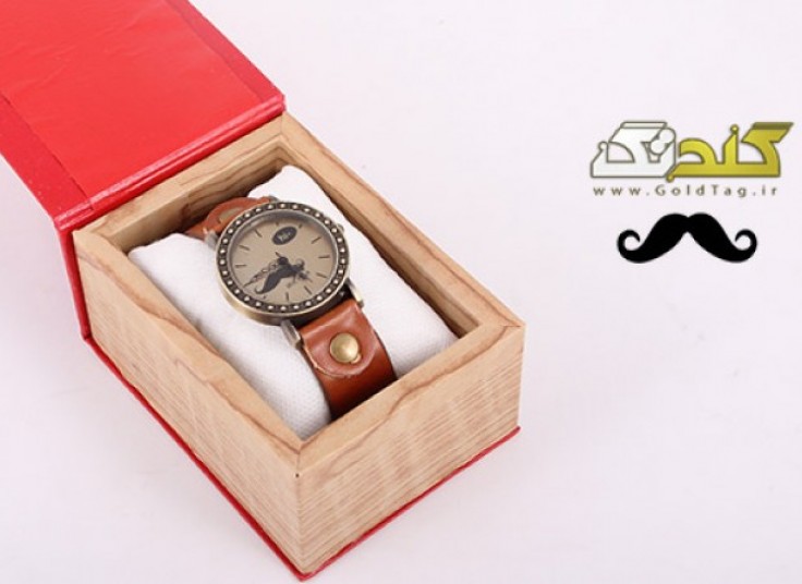 ساعت سبیل و بند بلند چرمی 