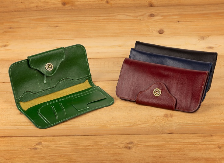 کیف پول چرمی دکمه نگینی