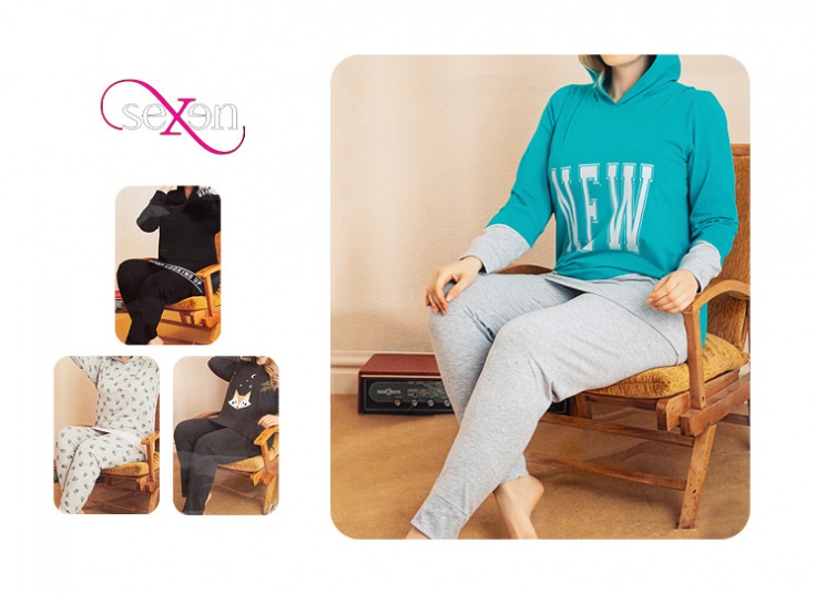 ست راحتی زنانه کلاهدار Sexen