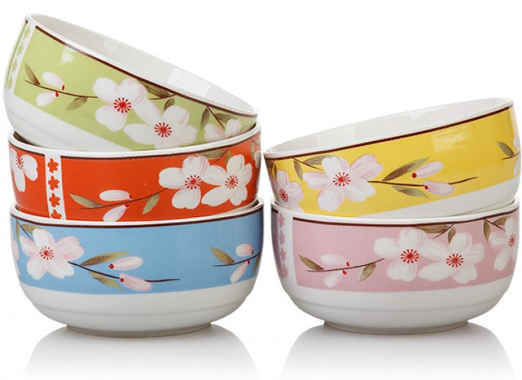 پکیج 5 عددی کاسه سرامیکی گلدار