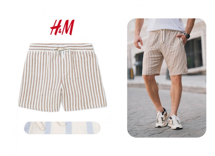 شلوارک مردانه لینن راه راه H & M