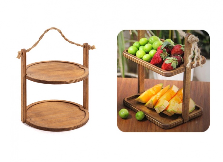 استند چوبی دو طبقه دسته کنفی