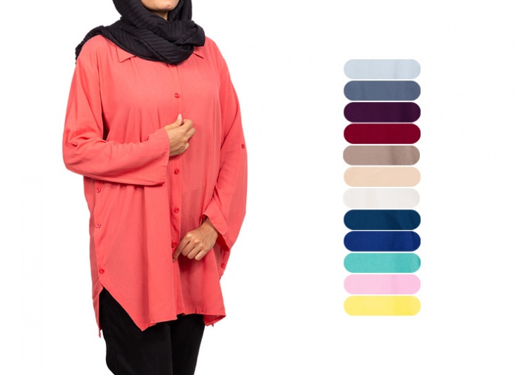 شومیز مانتویی بغل دکمه دار