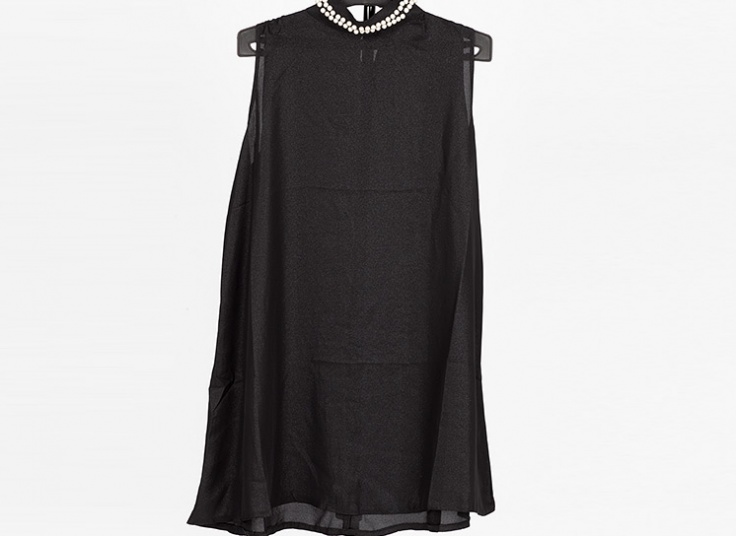 تاپ حریر کرپ یقه مرواریدی