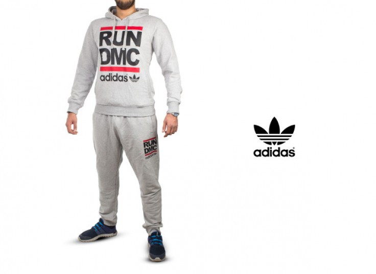 ست سویشرت کلاه دار و شلوار Adidas مدل RUN DMC