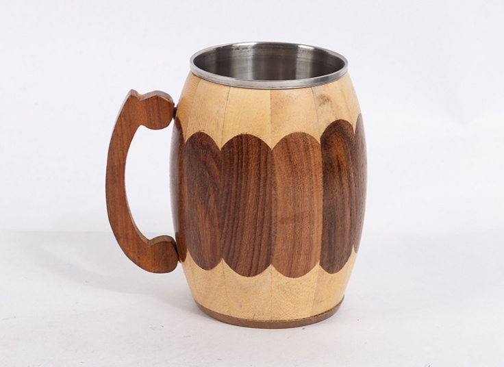 لیوان چوبی دسته دار