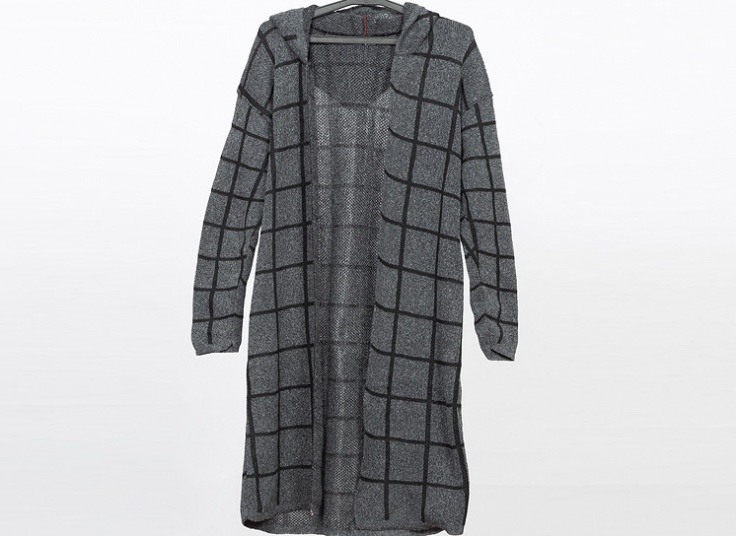 مانتو بافت کلاهدار چهارخانه