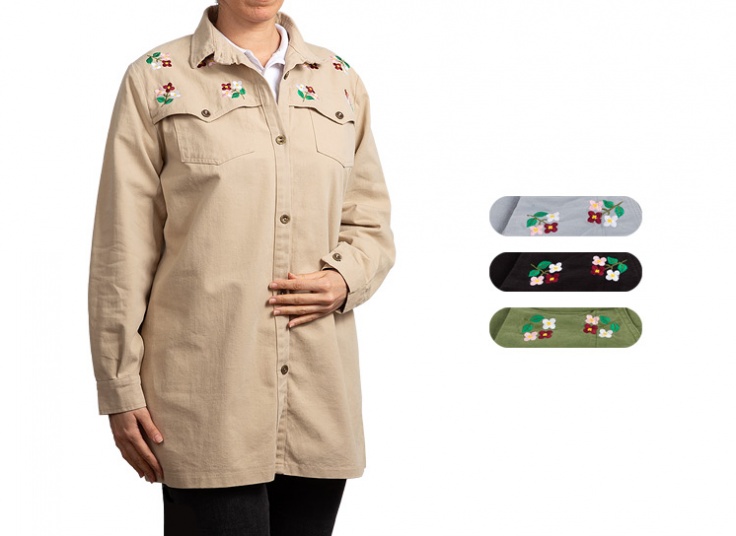 مانتو کتان زنانه گلدوزی