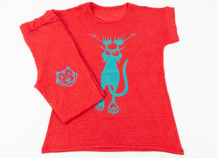 تیشرت شلوار زنانه طرح گربه