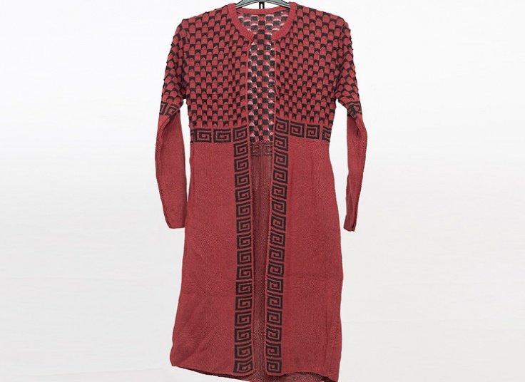 مانتو بافت جلو باز طرح دار