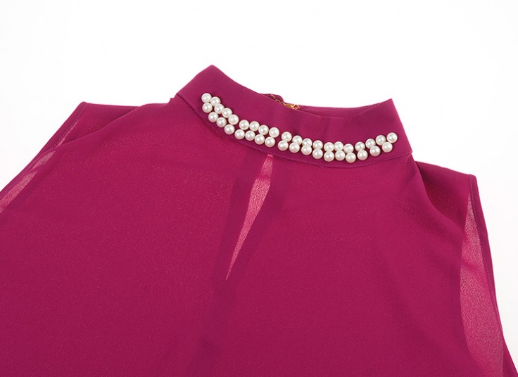 تاپ حریر کرپ یقه مرواریدی