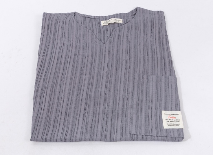 تیشرت مردانه یقه کوبایی جیب دار