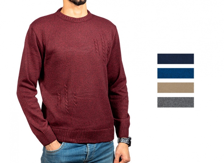 بلوز بافت مردانه یقه گرد نیم پیچ