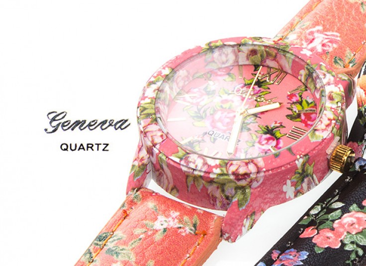 ساعت گلدار چرمی Geneva