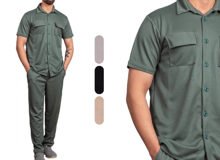 بلوز شلوار بیسکویتی جیب دار مردانه