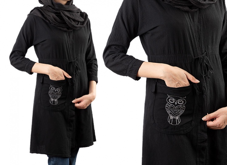 مانتو مشکی زنانه yarn