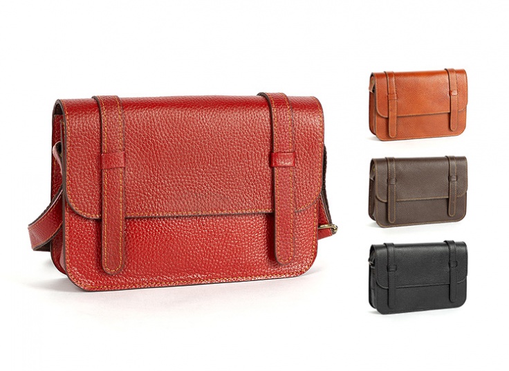 کیف دوشی چرم 2 تسمه زنانه