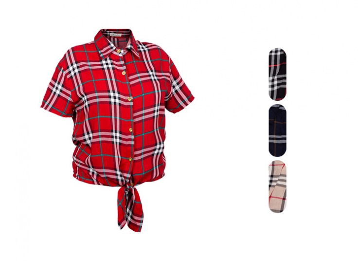 شومیز گره‌ای چهارخانه