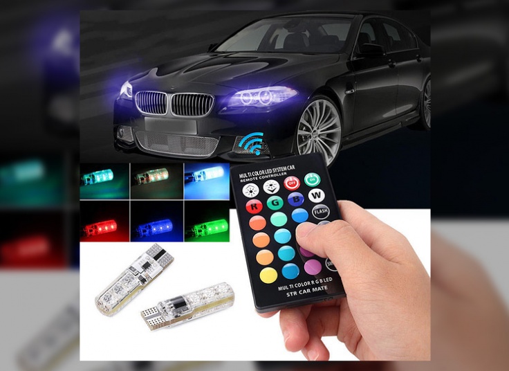 لامپ LED رنگی ریموت دار خودرو