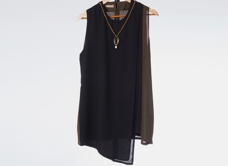 تاپ حریر کرپ زنانه Bicolor