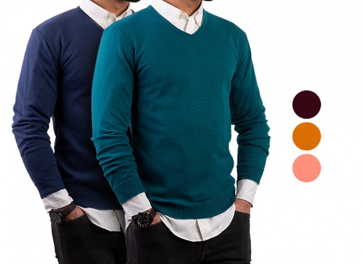 پلیور بافت یقه هفت رنگی