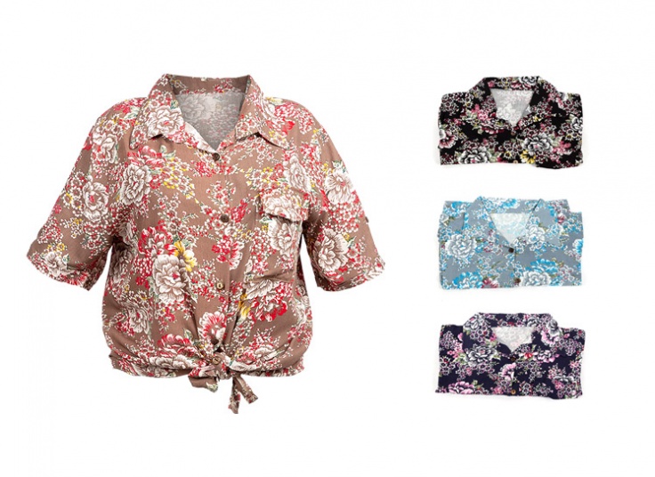 شومیز گره ای گلدار