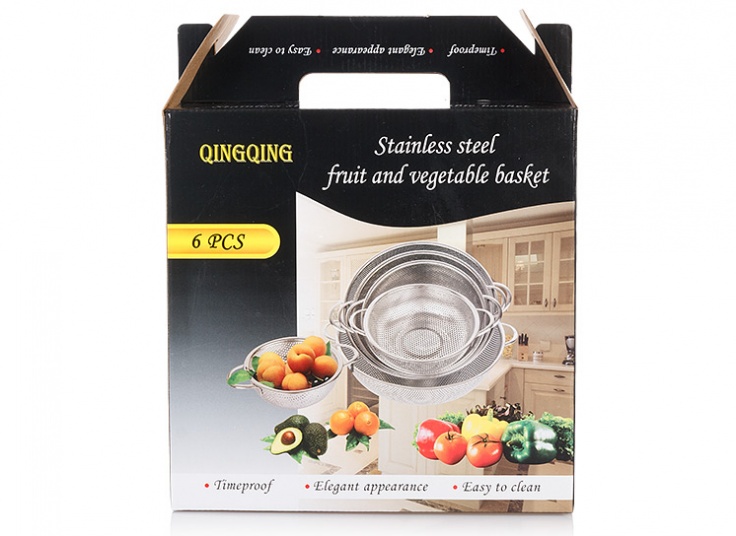 پکیج شش عددی آبکش استیل QINGQING