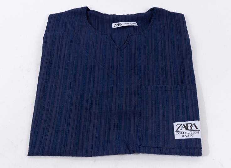 تیشرت مردانه یقه کوبایی جیب دار