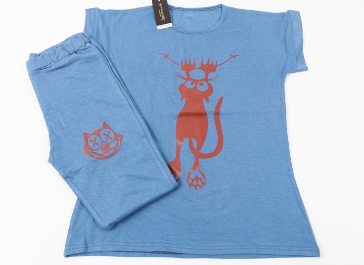 تیشرت شلوار زنانه طرح گربه