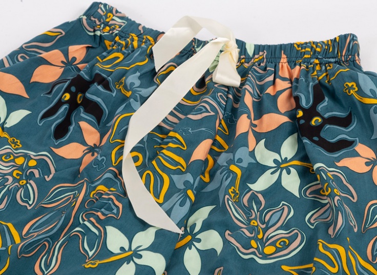 شلوار نخی گلدار PR